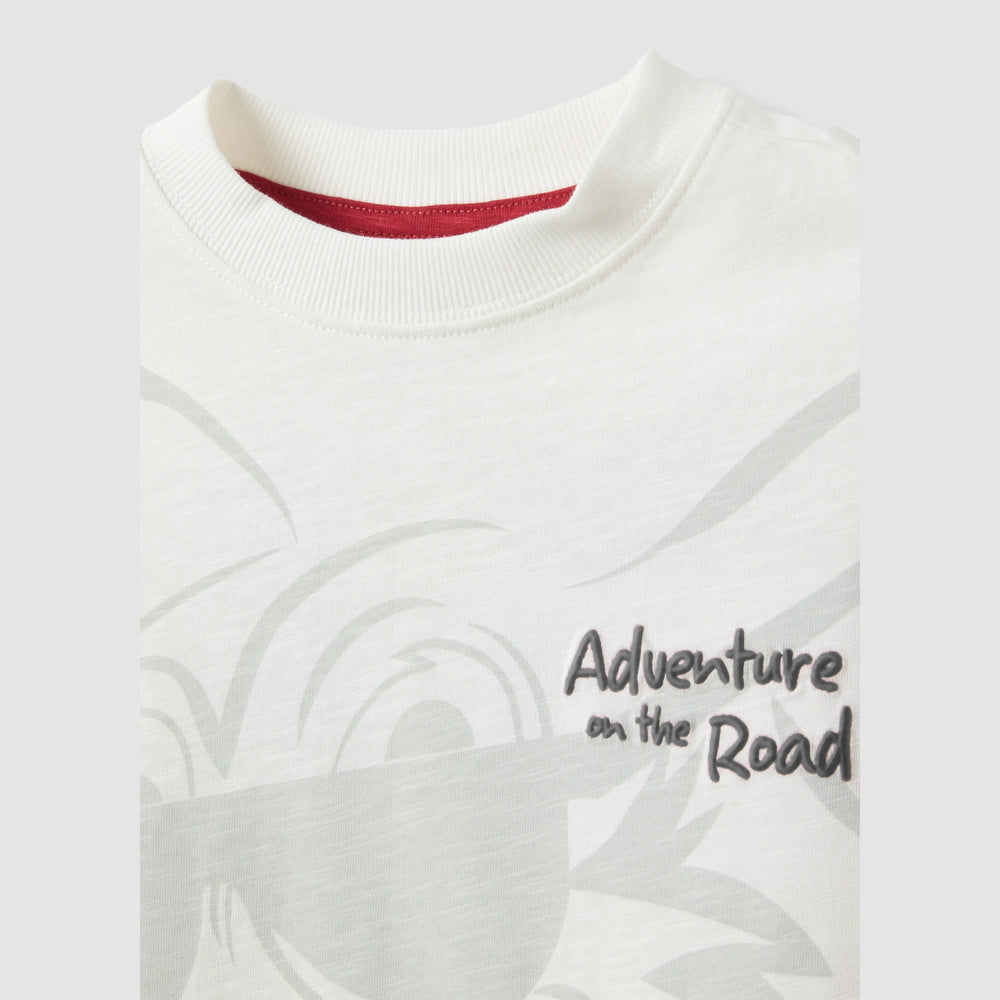 OVS | Camiseta blanca de algodón puro de corte oversize con estampado para niña
