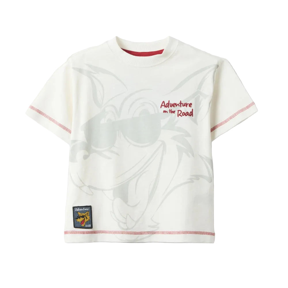 OVS | Camiseta blanca de algodón puro de corte oversize con estampado para niña