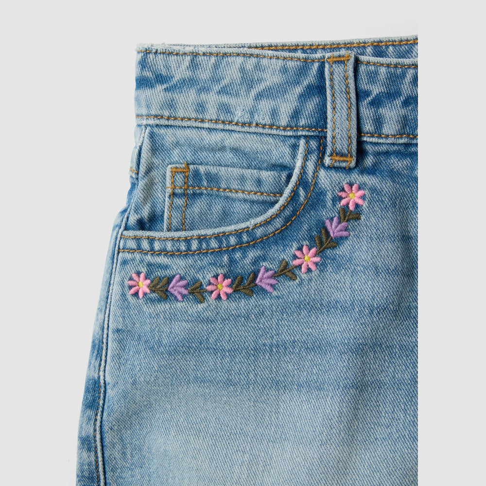 OVS | Shorts azules de denim con bordados para niña