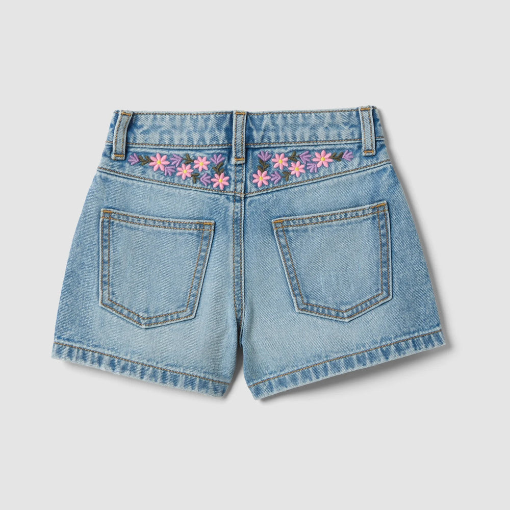 OVS | Shorts azules de denim con bordados para niña