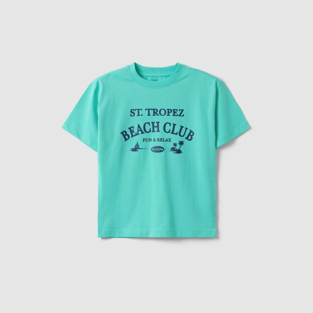 OVS | Camiseta de Algodón Puro de Corte Oversize con Estampado Infantil