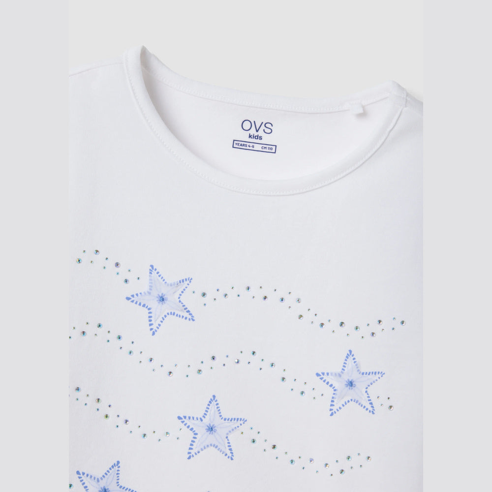 OVS | Camiseta blanca de algodón de manga corta para niña