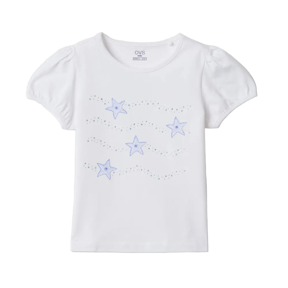 OVS | Camiseta blanca de algodón de manga corta para niña
