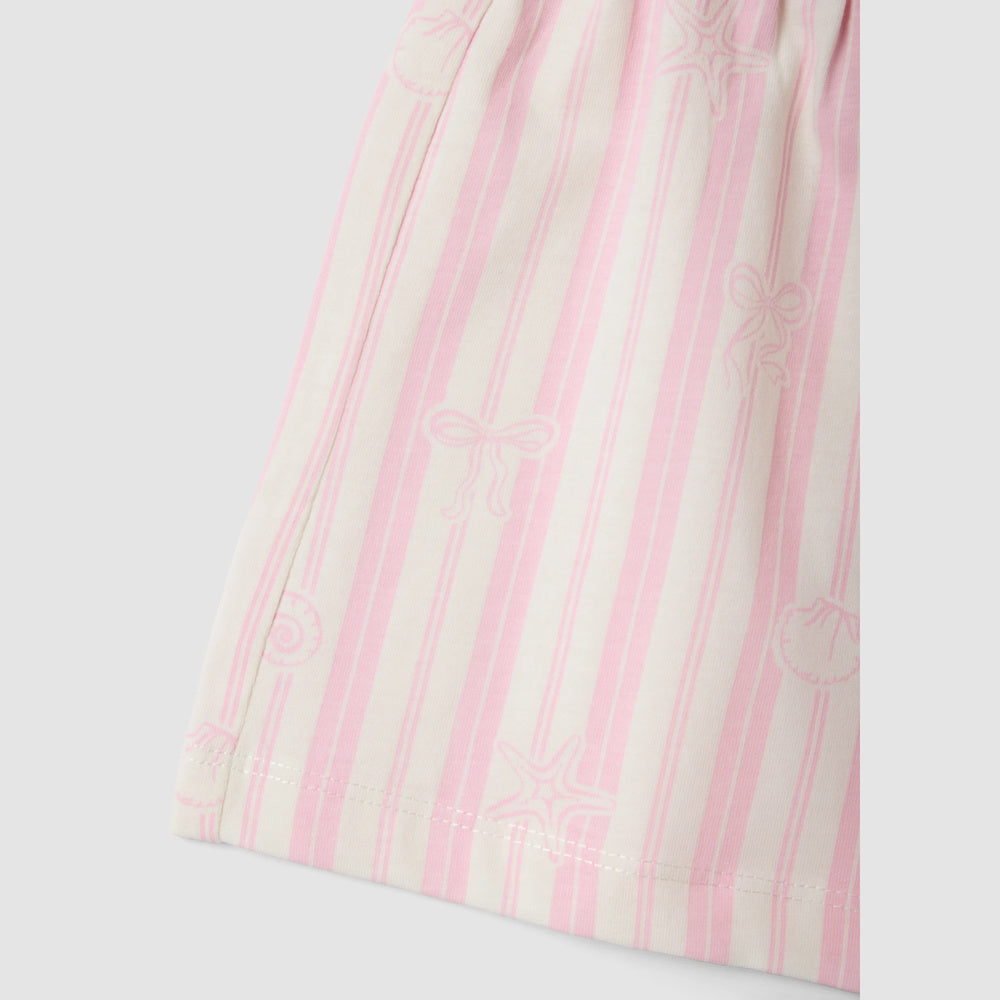 OVS | Shorts blancos y rosa de algodón puro con diseño a rayas para niña