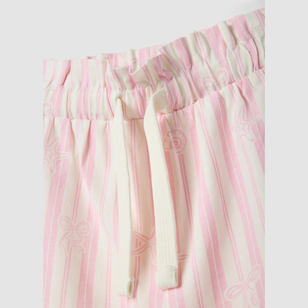 OVS | Shorts blancos y rosa de algodón puro con diseño a rayas para niña