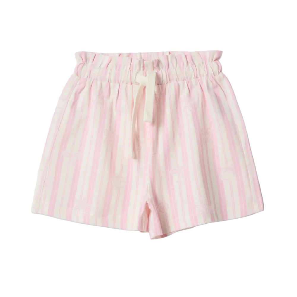 OVS | Shorts blancos y rosa de algodón puro con diseño a rayas para niña