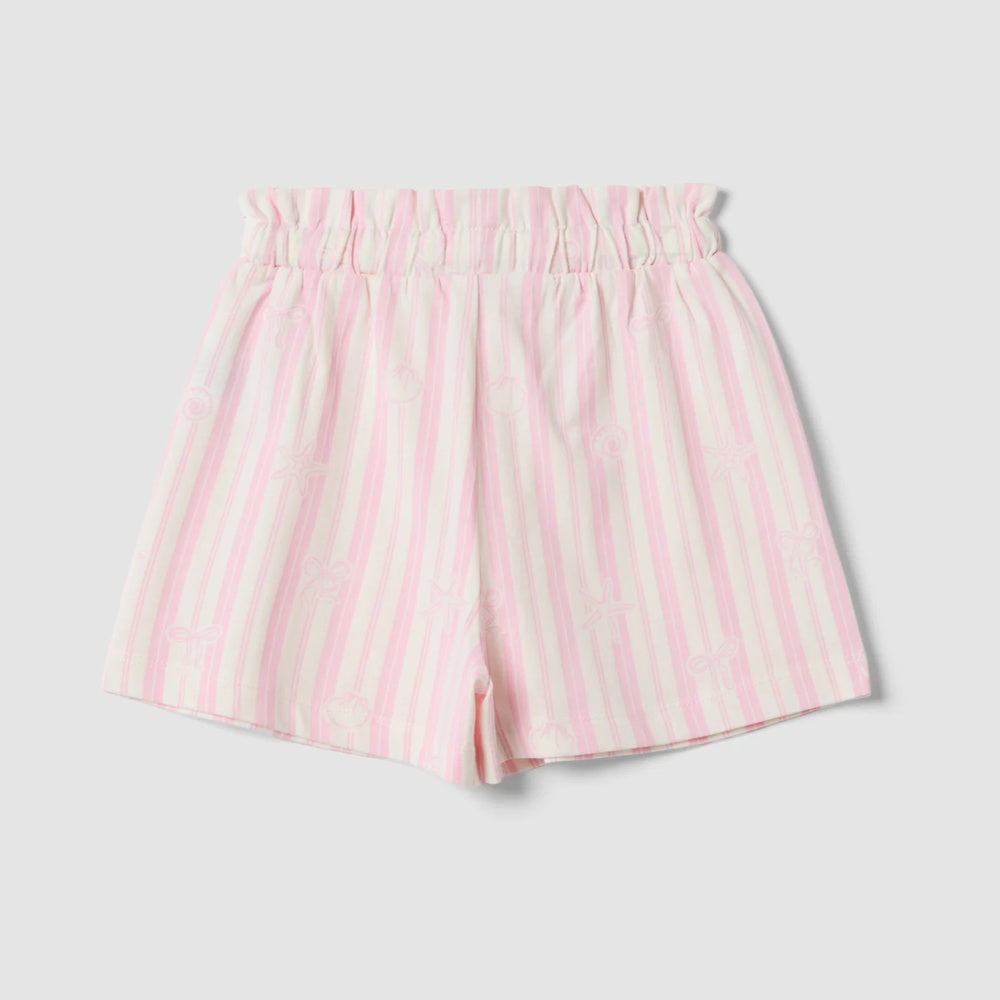 OVS | Shorts blancos y rosa de algodón puro con diseño a rayas para niña