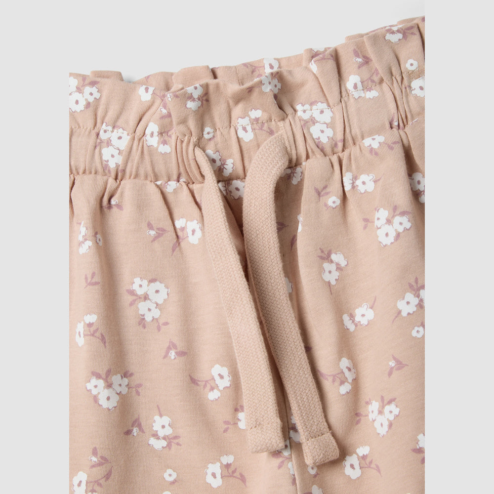 OVS | Shorts beige de algodón puro con estampado floral para niña