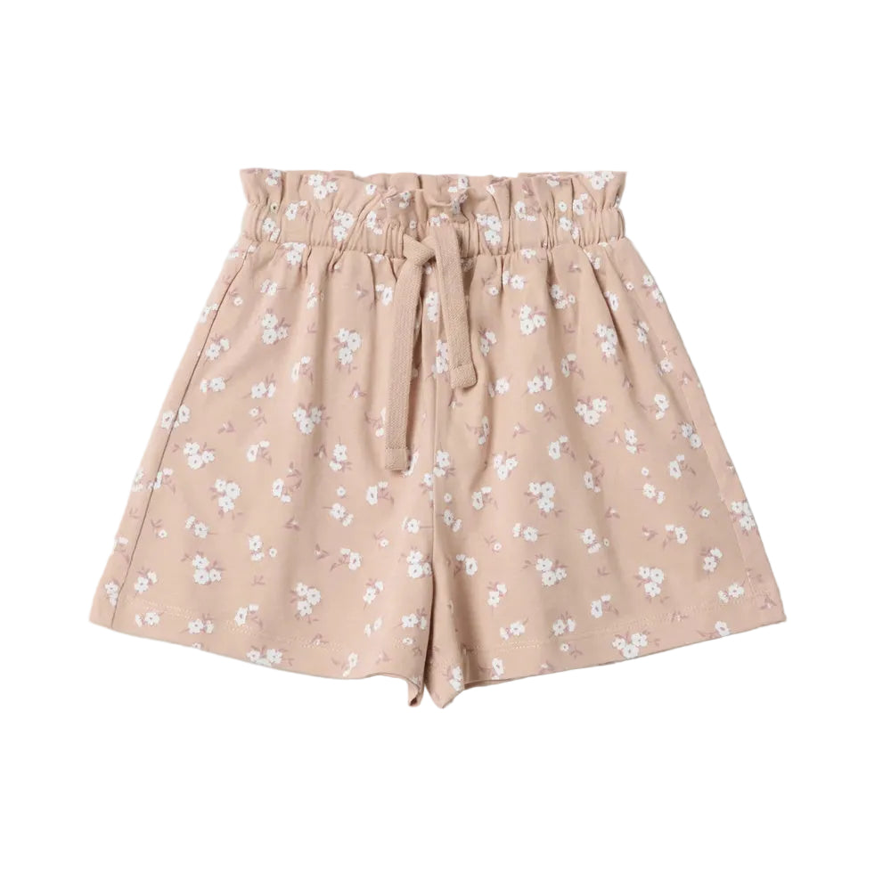 OVS | Shorts beige de algodón puro con estampado floral para niña