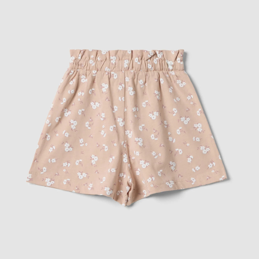 OVS | Shorts beige de algodón puro con estampado floral para niña