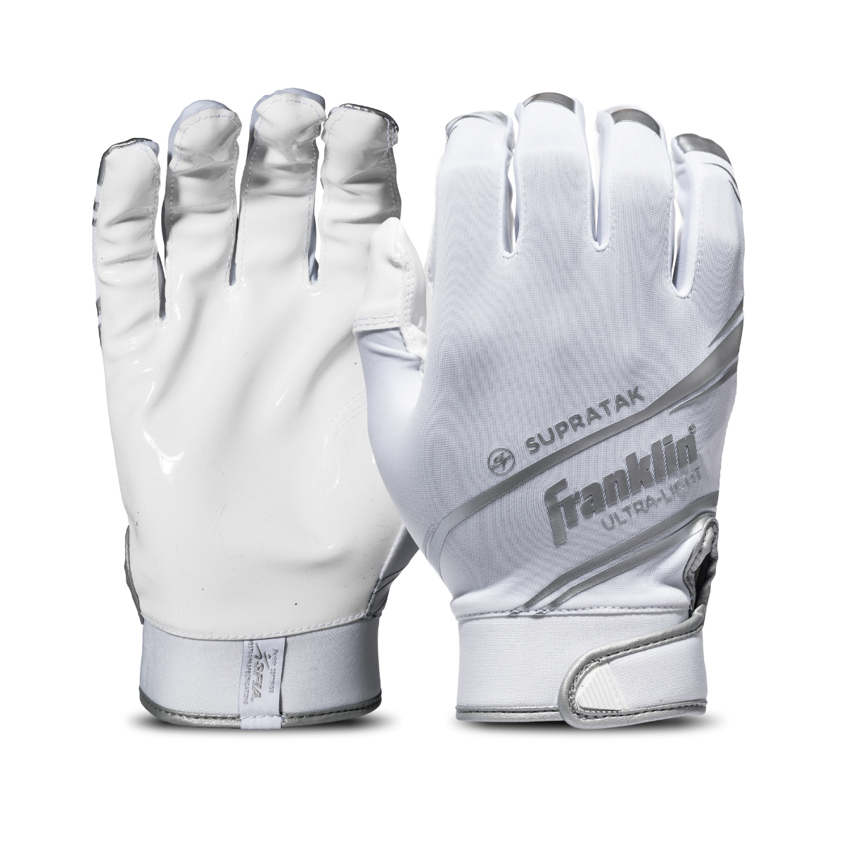 White/Chrome Supratack Football Receiver Gloves