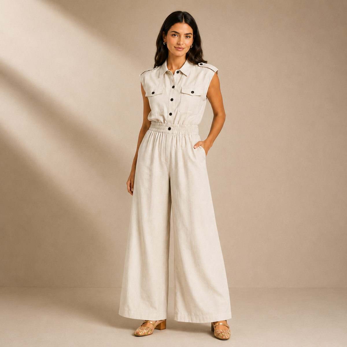 Olea | Jumpsuit de Estilo Utilitario con Pierna Ancha para Dama