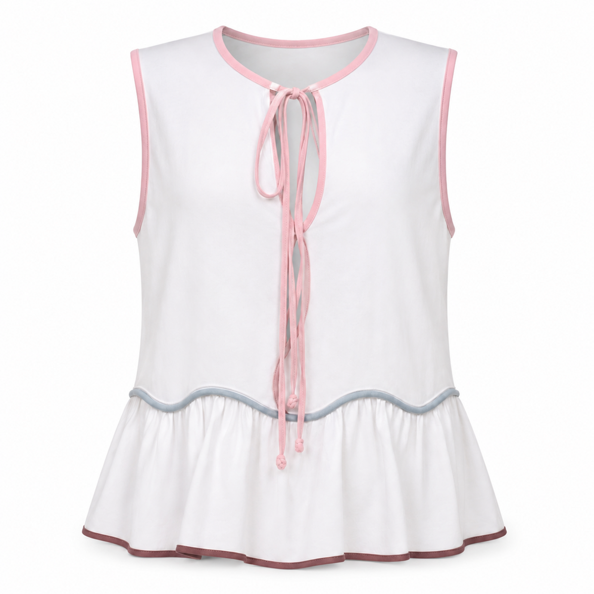 Olea | Blusa Peplum con Vivos Rojos en Blanco