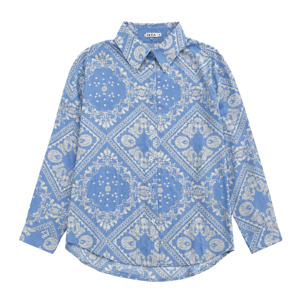 Olea | Blusa Estampada de Manga Larga Estilo Clásico para Dama