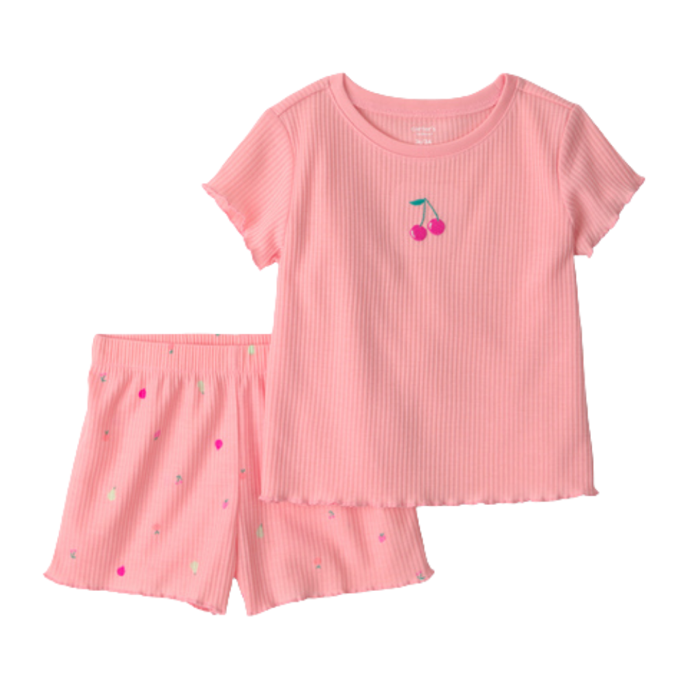 Carter's | Conjunto de pijama de dos piezas de 2 piezas de manga corta y manga corta de frutas - rosa