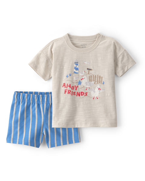 Carter's | Pijama Infantil de Camiseta Y Short de Rayas