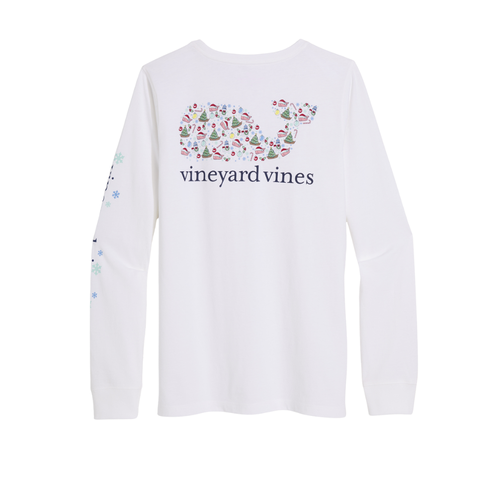 Vineyard Vines | Camiseta de bolsillo de manga larga Santa Whale Icon Whale para mujer