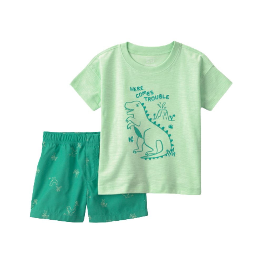 Carter's | Conjunto de 2 piezas de dinosaurio para niño pequeño - Verde