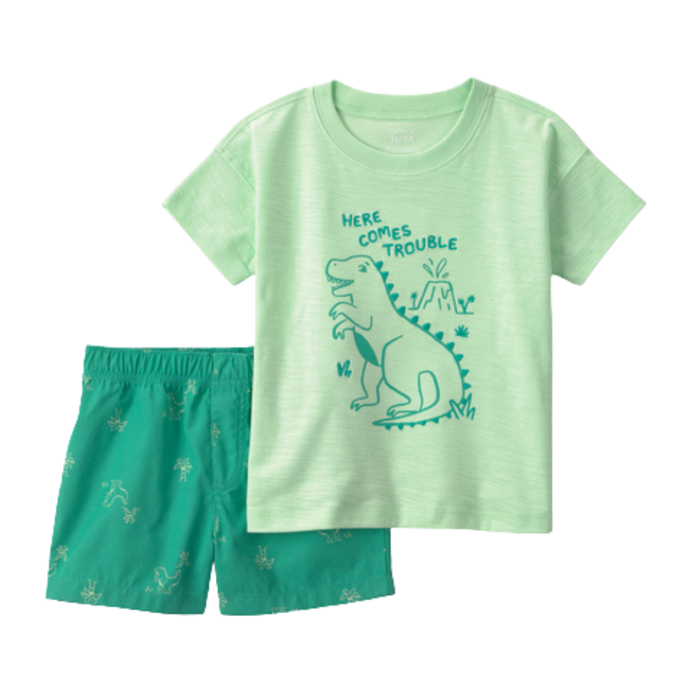 Carter's | Conjunto de 2 piezas de dinosaurio para niño pequeño - Verde