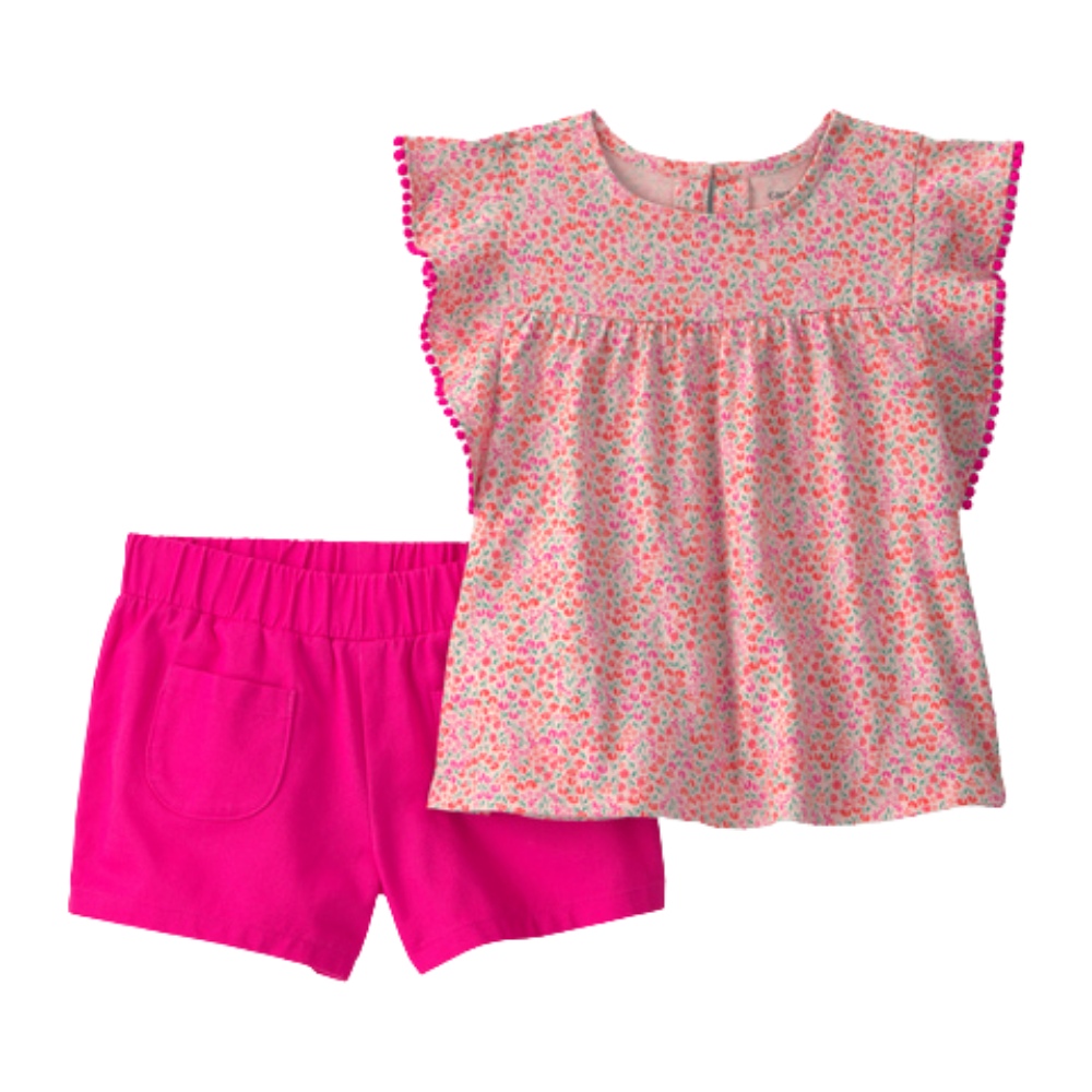 Carter's | Conjunto de blusas florales de dos piezas para niña pequeña - rosa