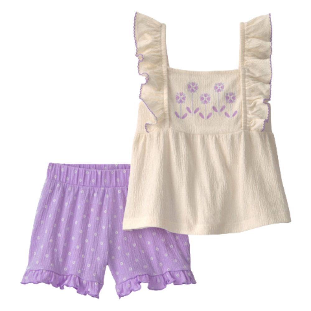 Carter | Conjunto de dos piezas florales y conjunto corto de la niña pequeña de