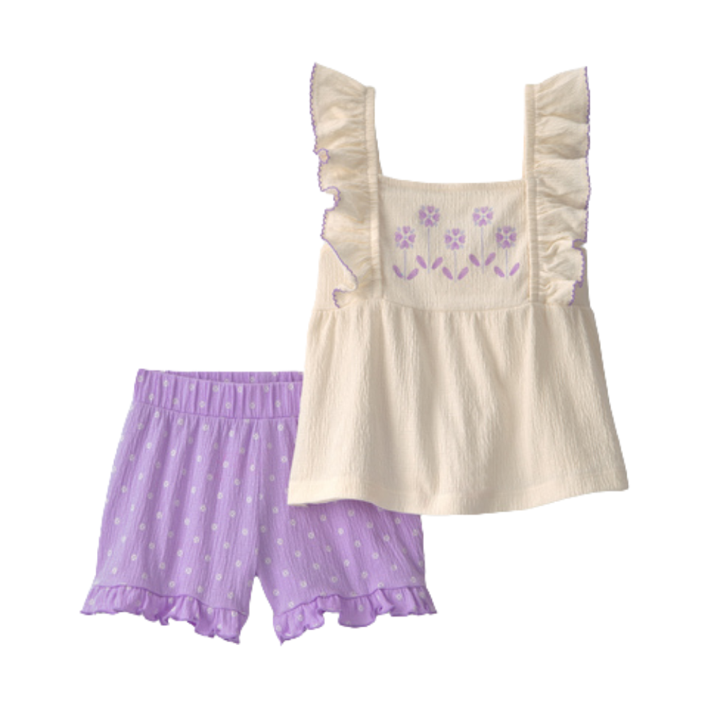 Carter | Conjunto de dos piezas florales y conjunto corto de la niña pequeña de