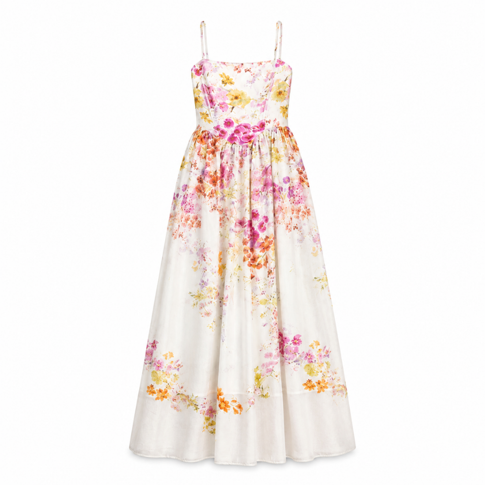 Olea | Vestido Maxi de Tirantes con Escote Recto para Dama