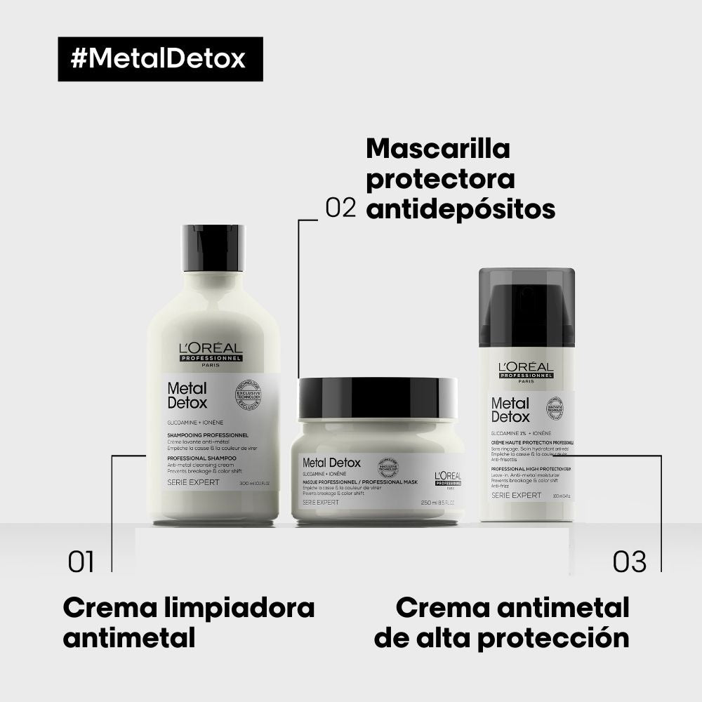 L'Oreal Pro  | Crema para peinar protección UV Metal Detox Anti-Quiebre para Cabello Dañado 100ml Loreal Professionnel