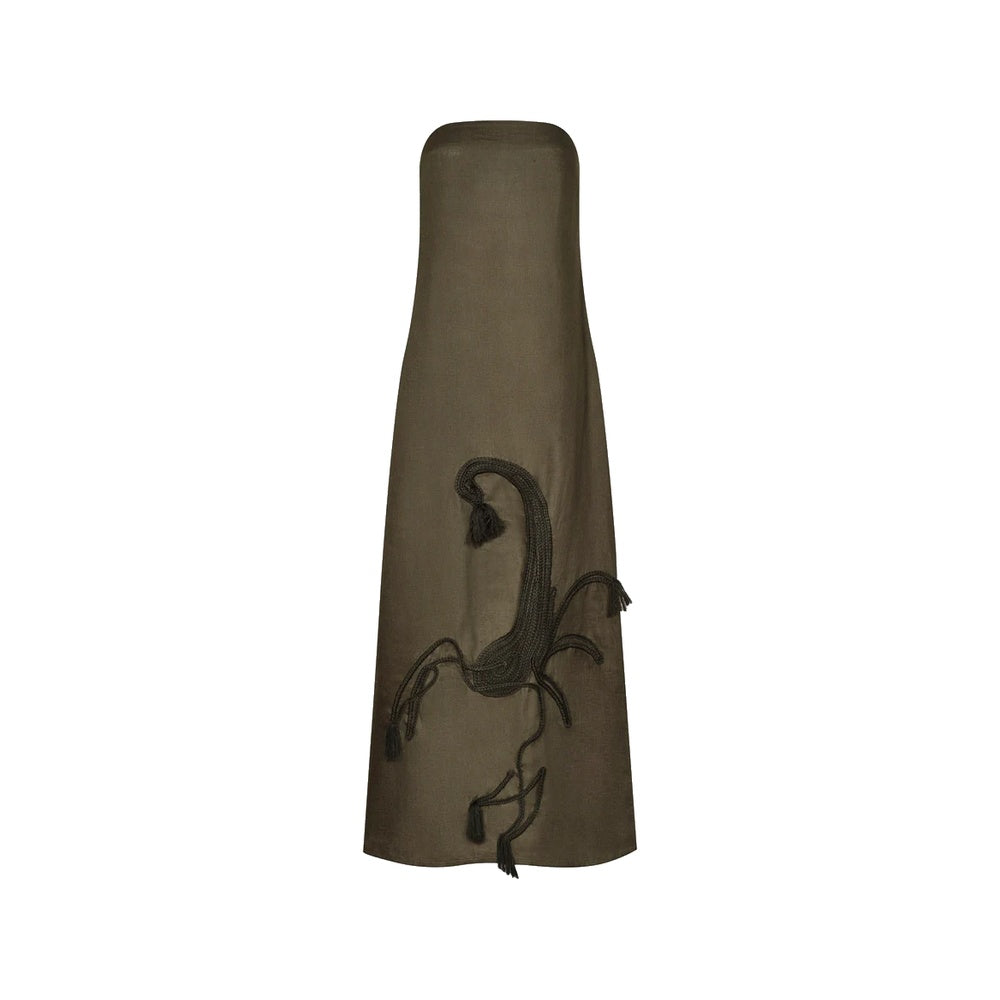 Padova | Vestido strapless de silueta recta en lino.