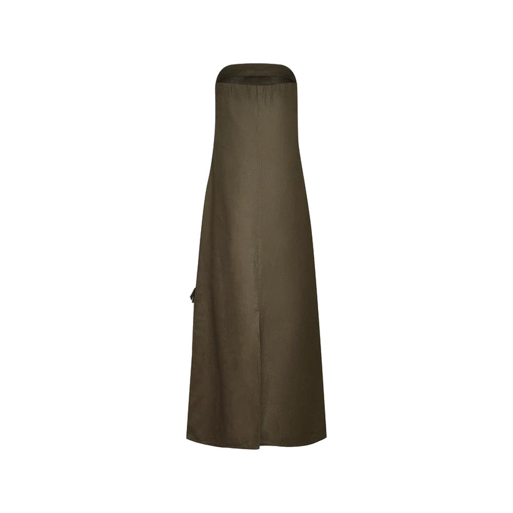 Padova | Vestido strapless de silueta recta en lino.
