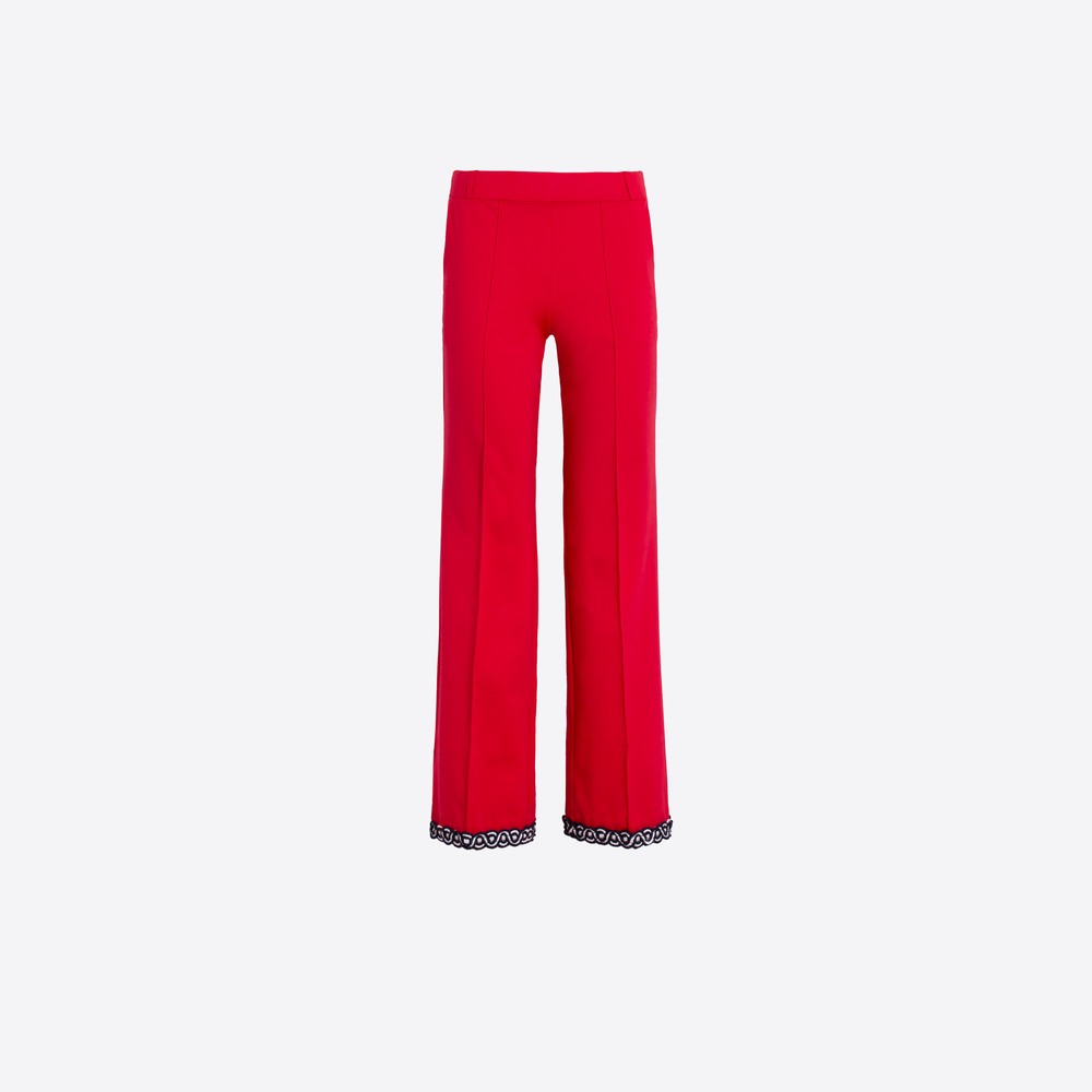 Vilagallo | Pantalón recto rojo detalle en bajo