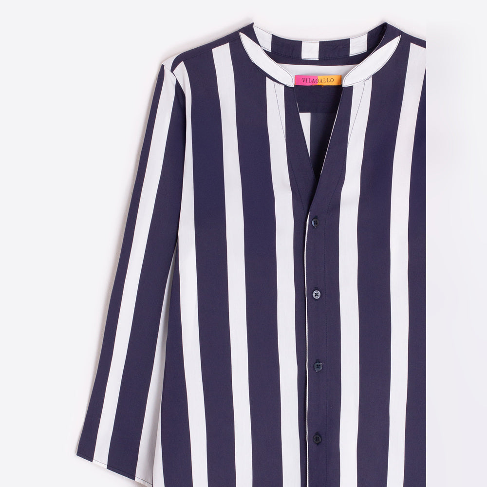 Vilagallo | Camisa rayas marino y blanco