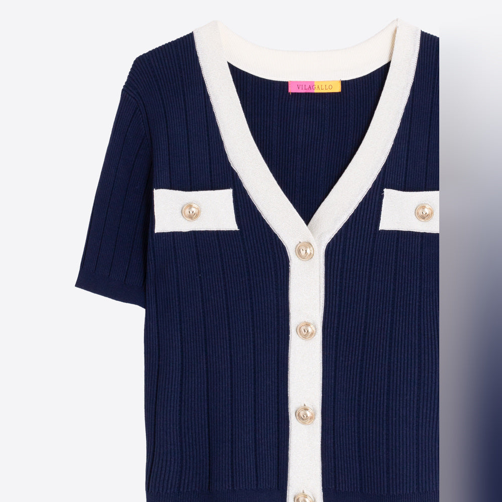 Vilagallo | Cardigan manga corta azul marino