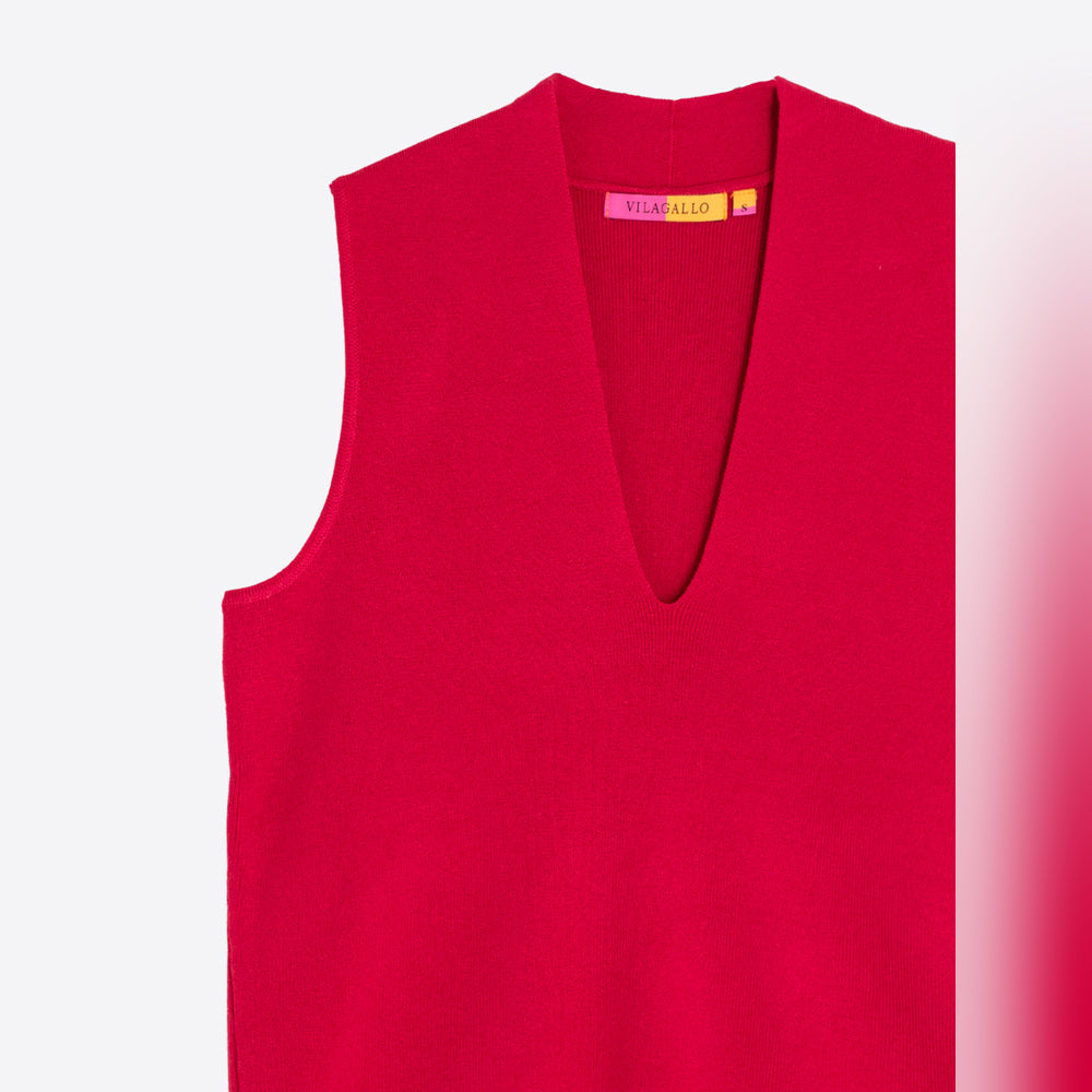 Vilagallo | Top punto rojo escote en pico