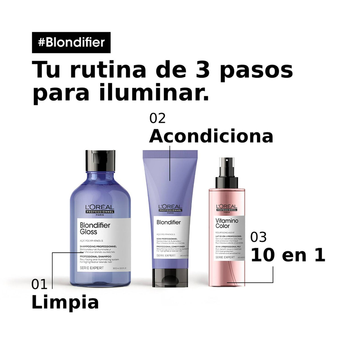 L'Oreal Pro  | Shampoo Blondifier gloss nutrición y cuidado del rubio Loreal professionnel 300ml