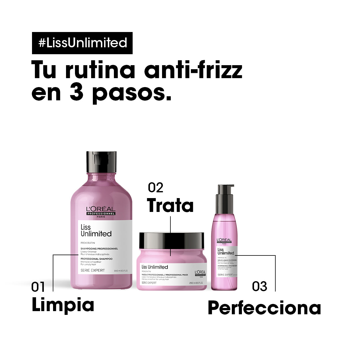 L'Oreal Pro  | Mascarilla Liss Unlimited control anti frizz Loreal professionnel 250ml