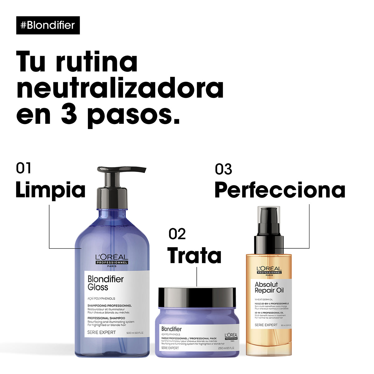 LL'Oreal Pro  | ML'Oreal Pro  | Mascarilla Blondifier nutrición y cuidado del rubio Loreal professionnel 250ml
