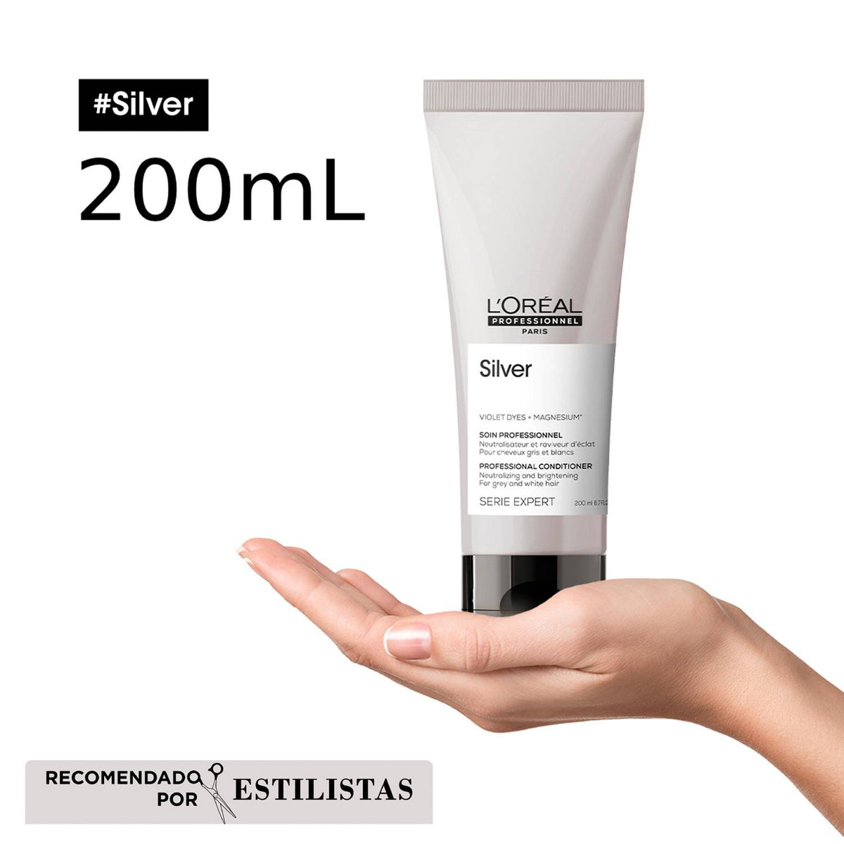 L'Oreal Pro  | Acondicionador Silver suavidad y brillo cabello blanco Loreal professionnel 200ml