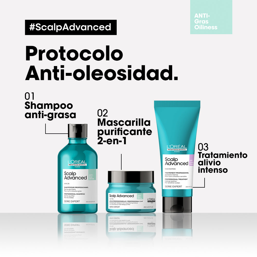 L'Oreal Pro  | Shampoo Scalp Advanced Anti grasa Loreal professionnel 300 ml