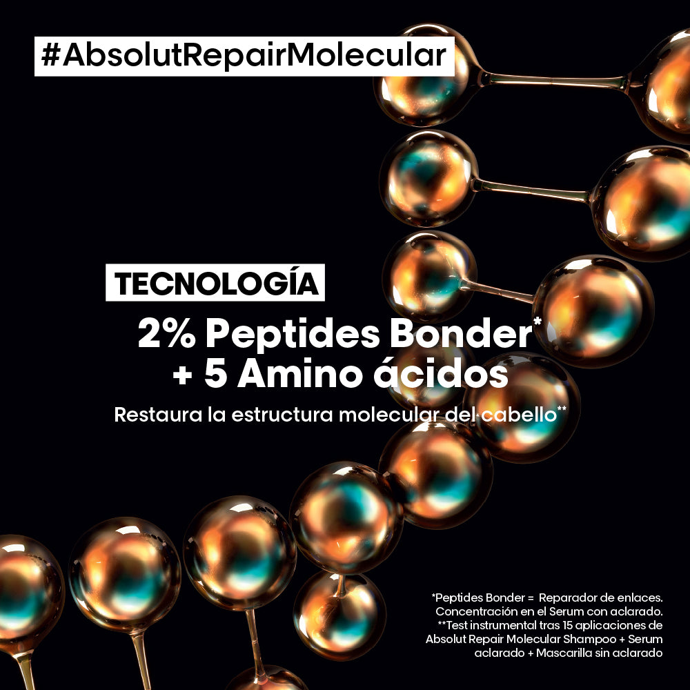 L'Oreal Pro  | Shampoo reparador sin sulfato Absolut Repair Molecular para cabello muy dañado Loreal professionnel 300 ml