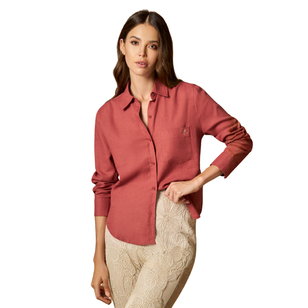 Esprit | Camisa de Lino Texturizado con Bordado para Dama
