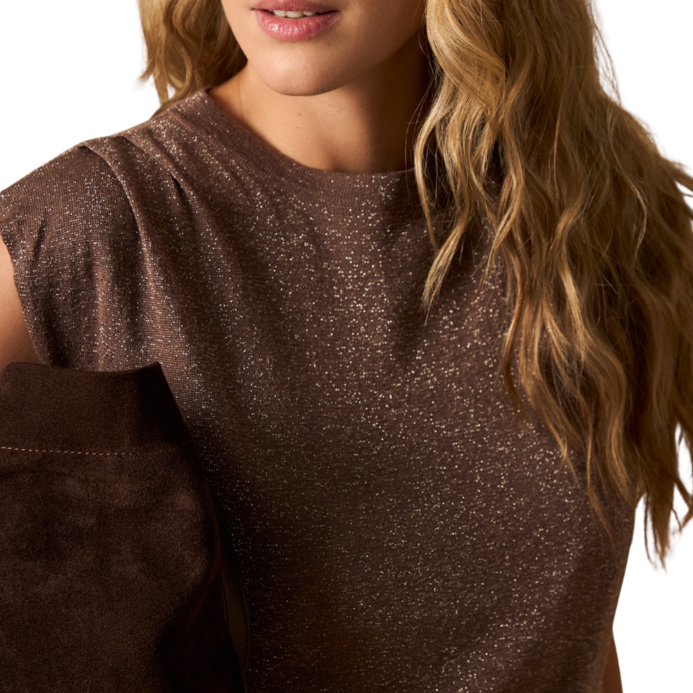 Esprit | Top de Punto Fino con Brillo y Hombro para Dama