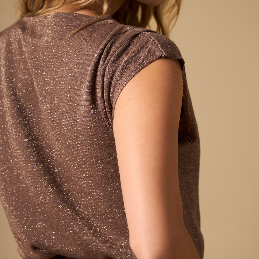 Esprit | Top de Punto Fino con Brillo y Hombro para Dama