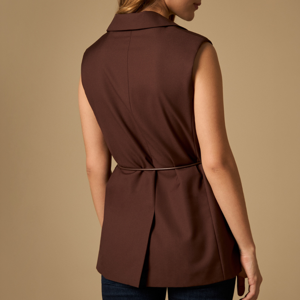 Esprit | Chaleco con Solapa y Cinturón Estilo Trench para Dama