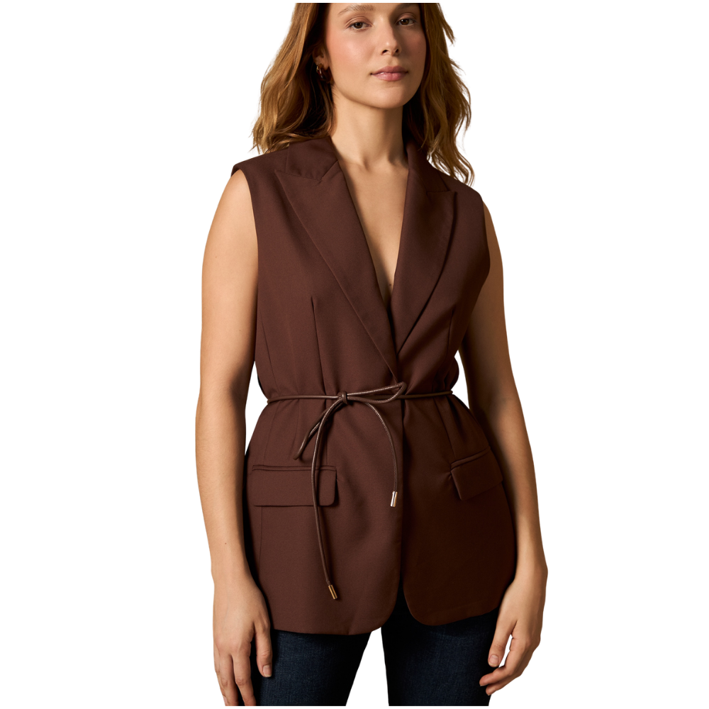 Esprit | Chaleco con Solapa y Cinturón Estilo Trench para Dama