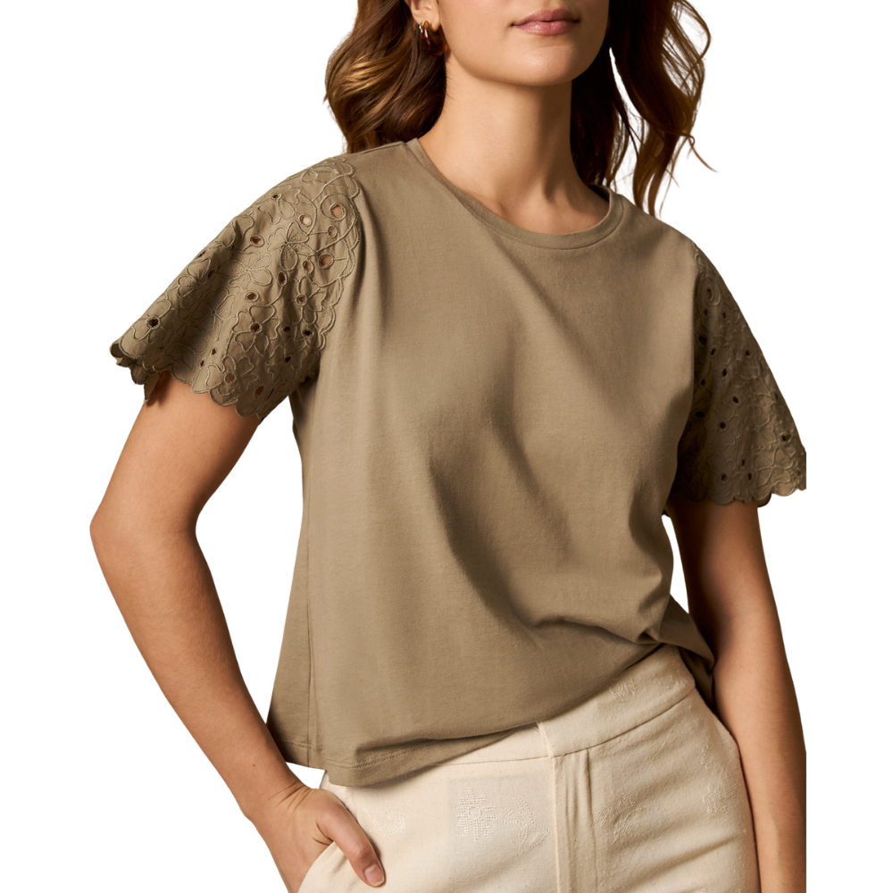Esprit | Blusa con Mangas de Broderie Anglaise para Dama