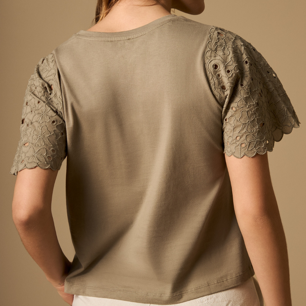 Esprit | Blusa con Mangas de Broderie Anglaise para Dama