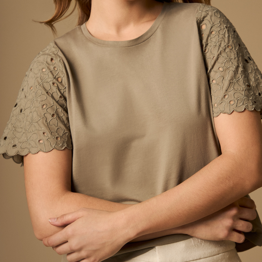 Esprit | Blusa con Mangas de Broderie Anglaise para Dama