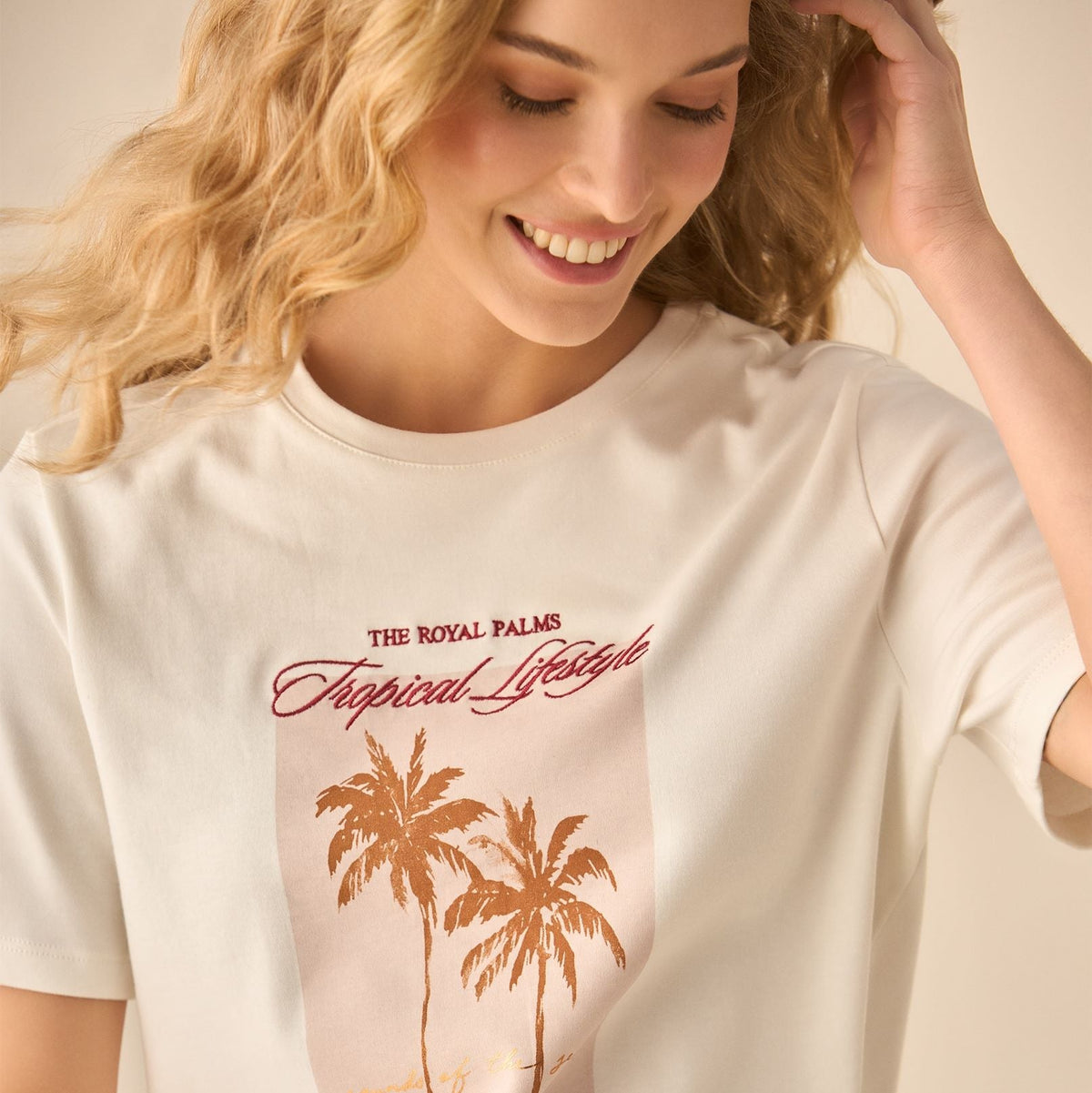 Esprit | Camiseta con Estampado de Palmera en Frente para Mujer