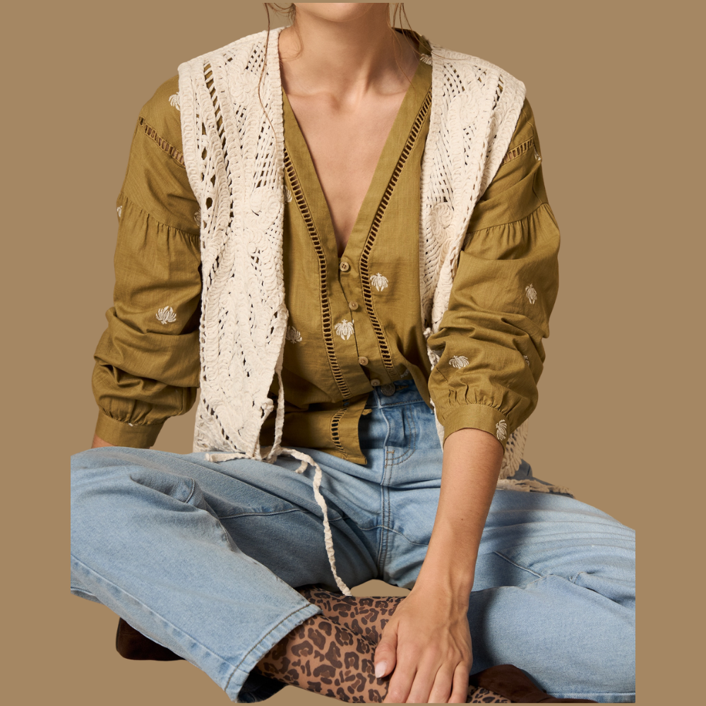 Esprit | Blusa con Bordados y Calados para Dama
